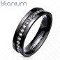Bague titane solide Noire Multiples Gemmes