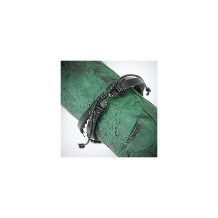 Bracelet Homme en Cuir noir et blanc