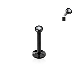 Piercing oreille labret noir en titane anodisé avec strass lumineux