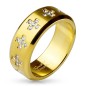 Bague homme acier doré croix strass