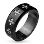 Bague homme acier noir croix strass