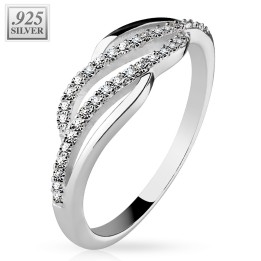 Bague Femme Argent 925 Vagues – Zirconium Étincelant