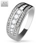 Bague femme en argent trois rangées zirconiums
