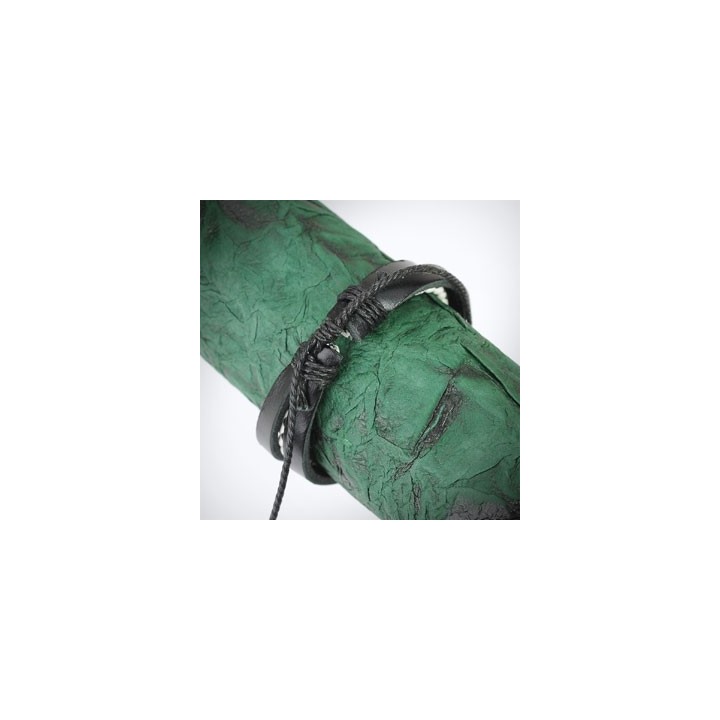Bracelet Homme en Cuir noir Centre Tressé