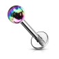 Piercing labret oreille boule métallisée rainbow
