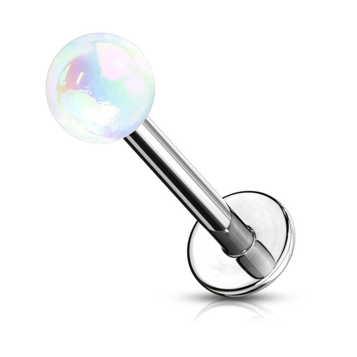 Labret blanc boule métallique en acier chirurgical – Piercing oreille