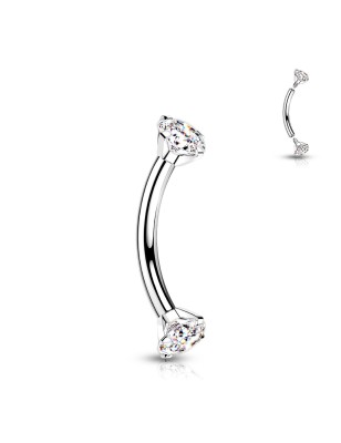 Piercing banane titane serti de strass – Pour arcade et rook