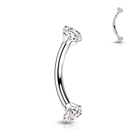Piercing banane titane serti de strass – Pour arcade et rook