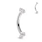 Piercing banane titane astm F136 avec zircons blancs Piercing banane titane astm F136 avec zircons blancs