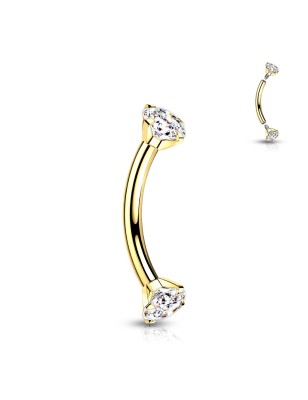 Piercing banane titane doré serti de strass – Pour arcade et rook
