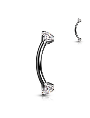 Piercing banane titane noir serti de strass – Pour arcade et rook