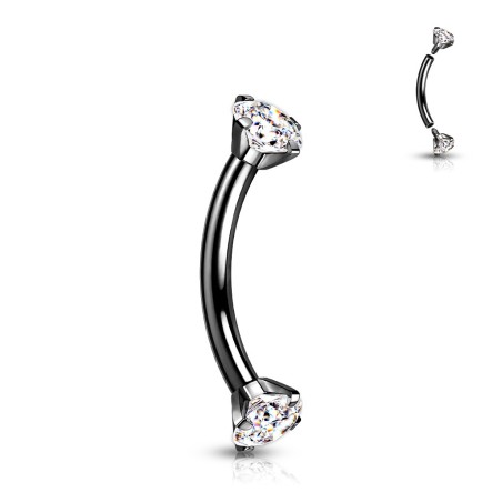 Piercing banane titane noir serti de strass – Pour arcade et rook