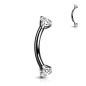 Piercing banane titane astm F136 noir avec zircons Piercing banane titane astm F136 noir avec zircons