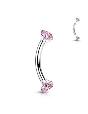Piercing banane titane serti de strass roses – Pour arcade et rook