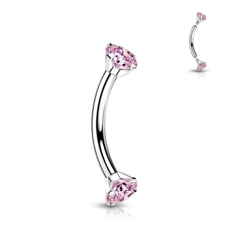 Piercing banane titane serti de strass roses – Pour arcade et rook