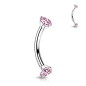 Piercing banane titane astm F136 avec zircons roses Piercing banane titane astm F136 avec zircons roses
