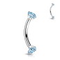 Piercing banane titane astm F136 avec zircons turquoises Piercing banane titane astm F136 avec zircons turquoises