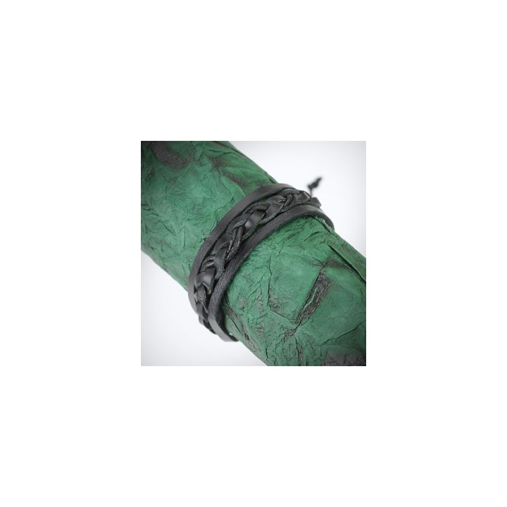 Bracelet Homme en Cuir noir Tressé