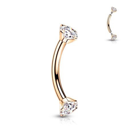 Piercing banane titane rose gold serti de strass – Arcade et rook