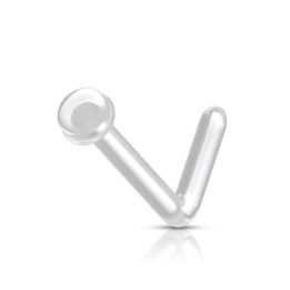 Piercing nez retainer Bioflex transparent – Embout plat 2 mm