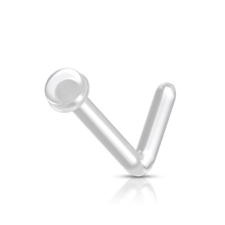 Piercing nez retainer Bioflex transparent – Embout plat 2 mm