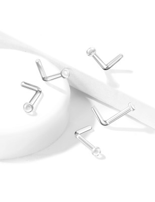 Piercing nez retainer Bioflex transparent – Embout plat 2 mm