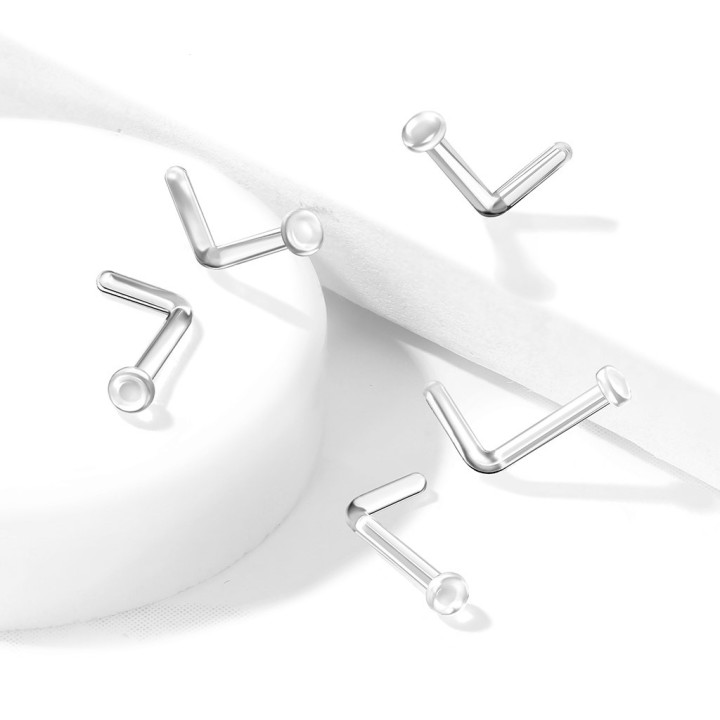 Piercing nez retainer Bioflex transparent – Embout plat 2 mm