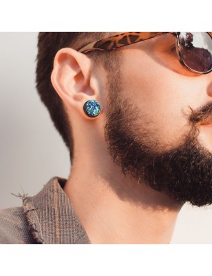 Plug acier noir druze bleue – Bijou de piercing unique