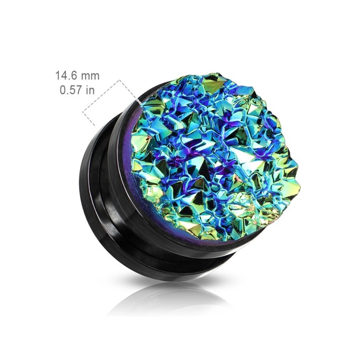 Plug acier noir druze bleue – Bijou de piercing unique