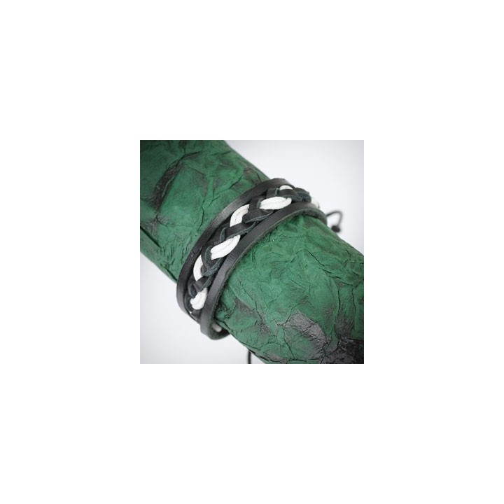 Bracelet Homme en Cuir noir et blanc Tressé