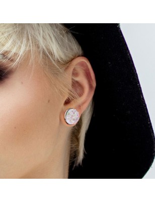 Plug acier argenté druze blanche – Piercing élégant et lumineux