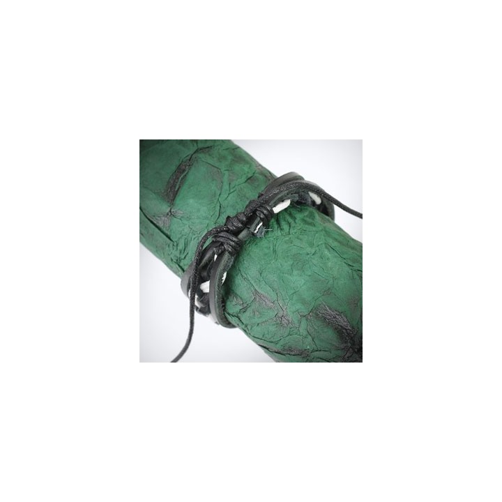 Bracelet Homme en Cuir noir et blanc Tressé