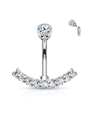 Piercing nombril acier avec strass – Design courbe élégant