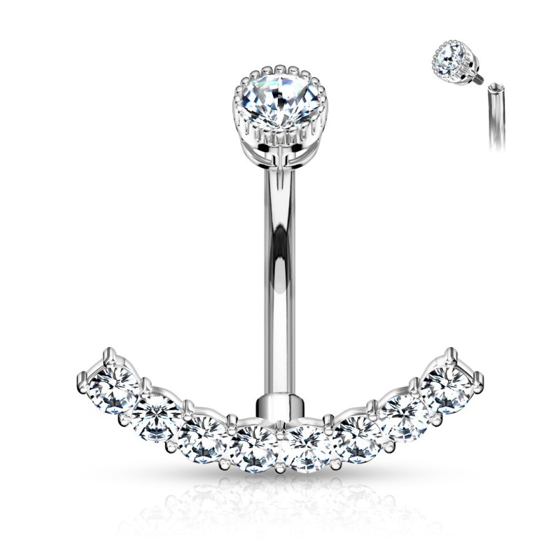 Piercing nombril courbe de strass