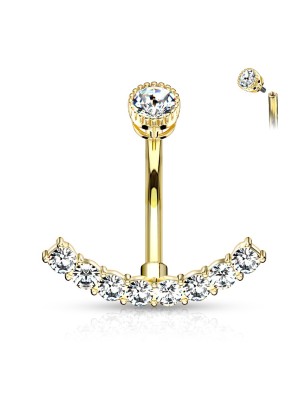 Piercing nombril plaqué or 14K avec strass – Élégance et éclat
