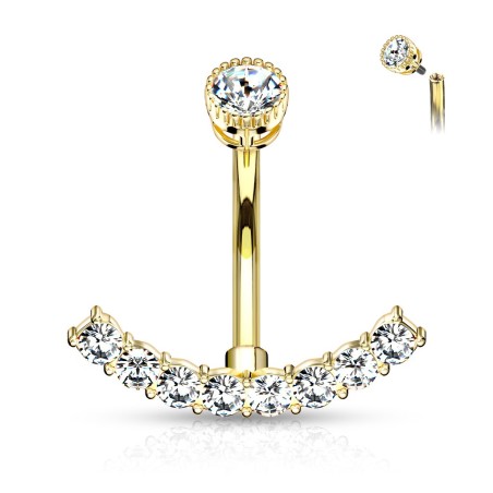 Piercing nombril plaqué or 14K avec strass – Élégance et éclat