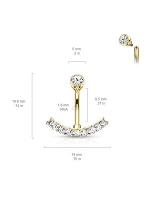Piercing nombril plaqué or 14K avec strass – Élégance et éclat