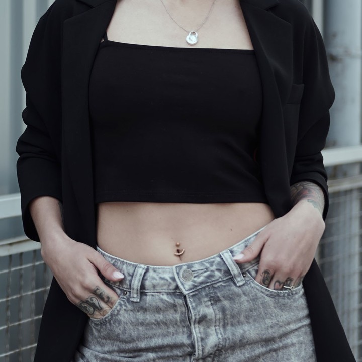 Piercing nombril or rose 14K avec strass – Chic et lumineux