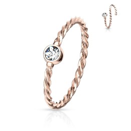 Anneau de nez rose gold motif corde – Cristal blanc raffiné