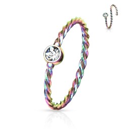 Anneau de nez rainbow motif corde – Cristal blanc étincelant