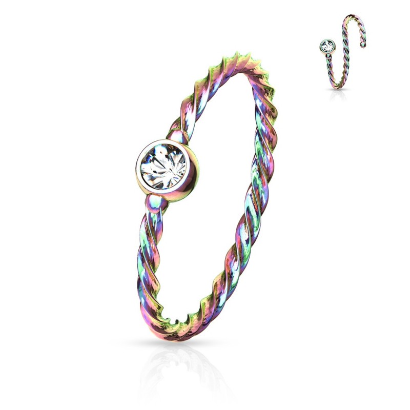 Piercing nez anneau rainbow corde cristal