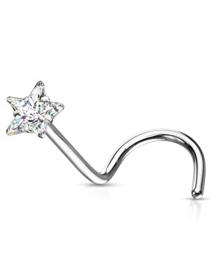 Piercing nez étoile strass – Tige tire-bouchon en acier