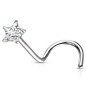 Piercing nez tige tire-bouchon zircon étoile blanc Piercing nez tige tire-bouchon zircon étoile blanc