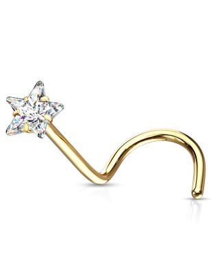 Piercing nez étoile doré – Strass clair et tige tire-bouchon