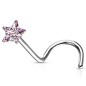 Piercing nez tige tire-bouchon zircon étoile rose Piercing nez tige tire-bouchon zircon étoile rose