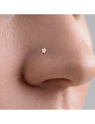 Piercing nez étoile rose gold – Strass clair et tige tire-bouchon