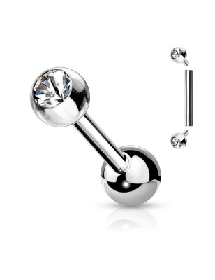 Piercing oreille double strass acier – 6, 8 et 10 mm