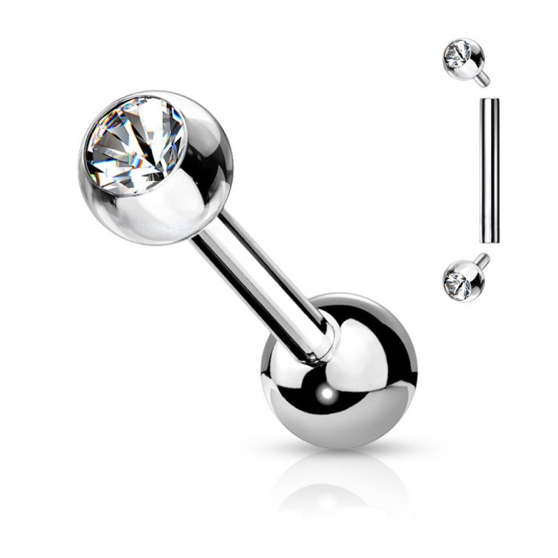 Piercing d'oreille double strass blanc