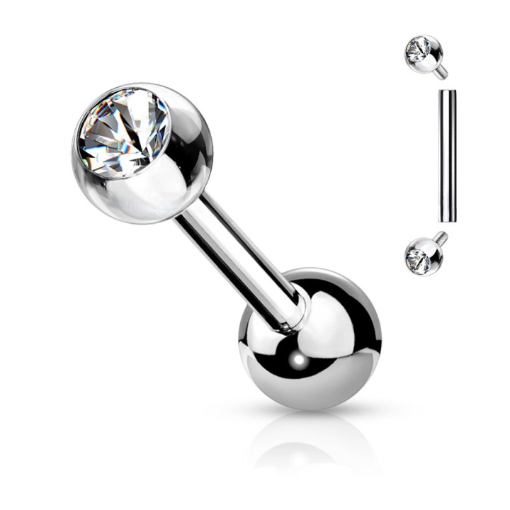 Piercing oreille double strass acier – 6, 8 et 10 mm