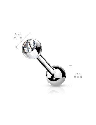 Piercing oreille double strass acier – 6, 8 et 10 mm